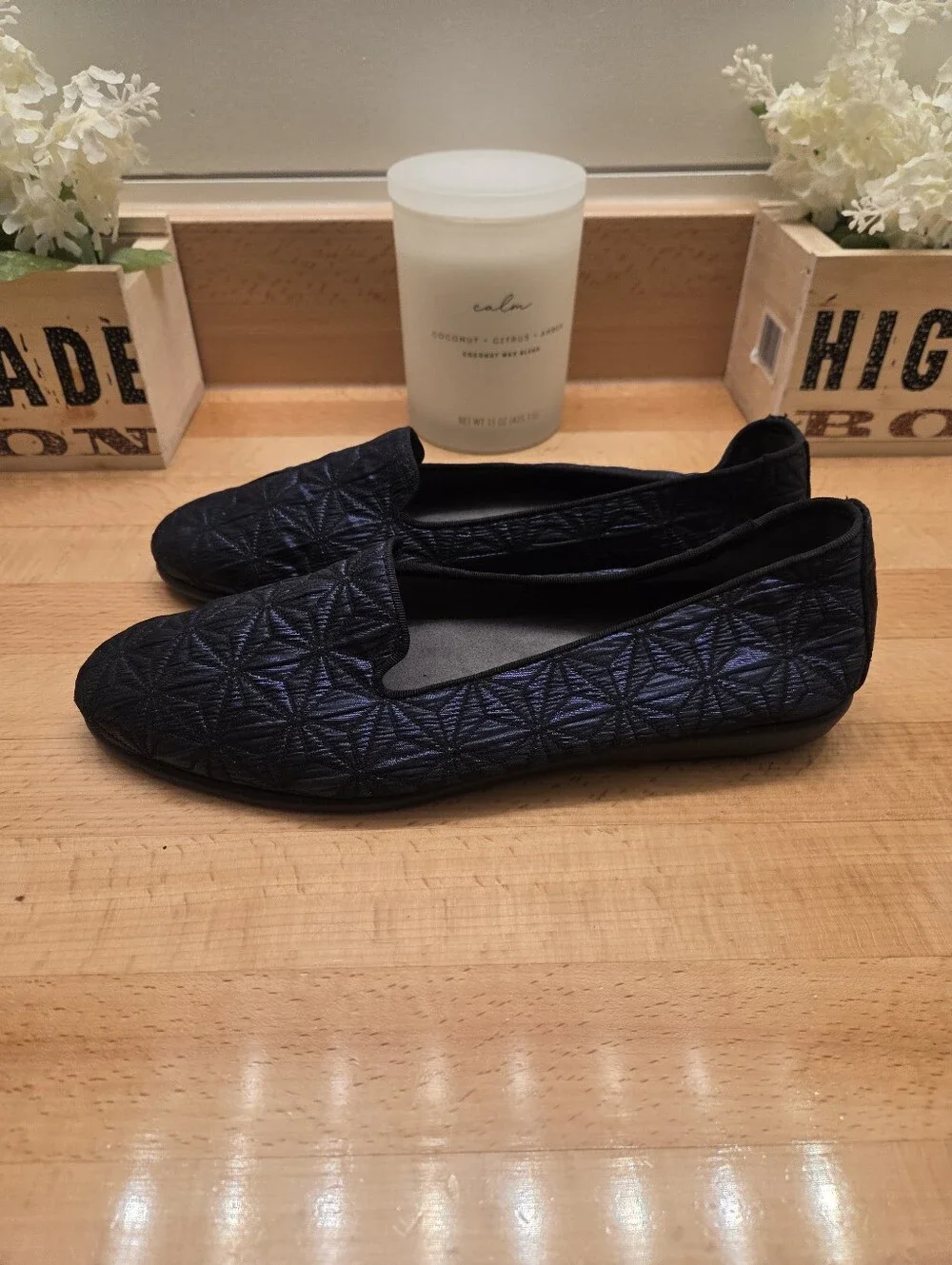 Aerosoles Betunia Slip-On Loafers Dark Blue Iridescent Geometric Women's Sz 10.5
